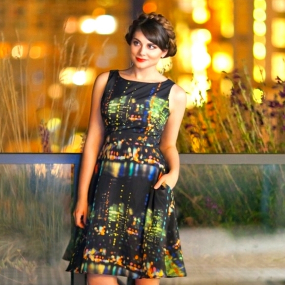 Modcloth Fervour City Lights Black Dress Size XS Extra Small NWOT - Picture 2 of 4